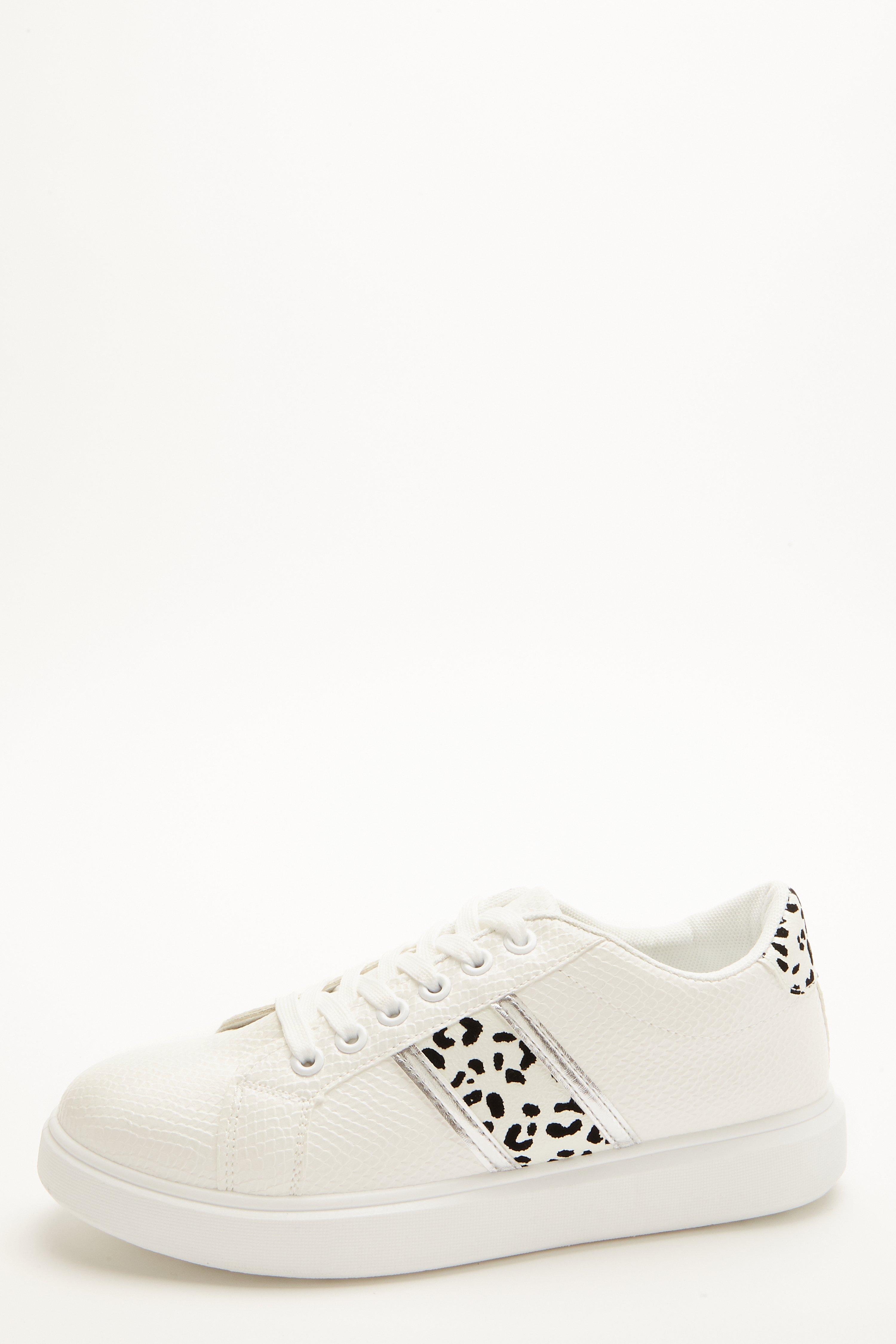ladies white trainers with leopard print