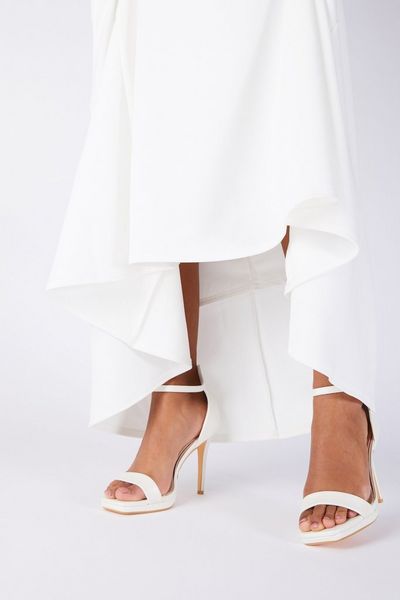 Bridal White Faux Leather Heeled Sandal