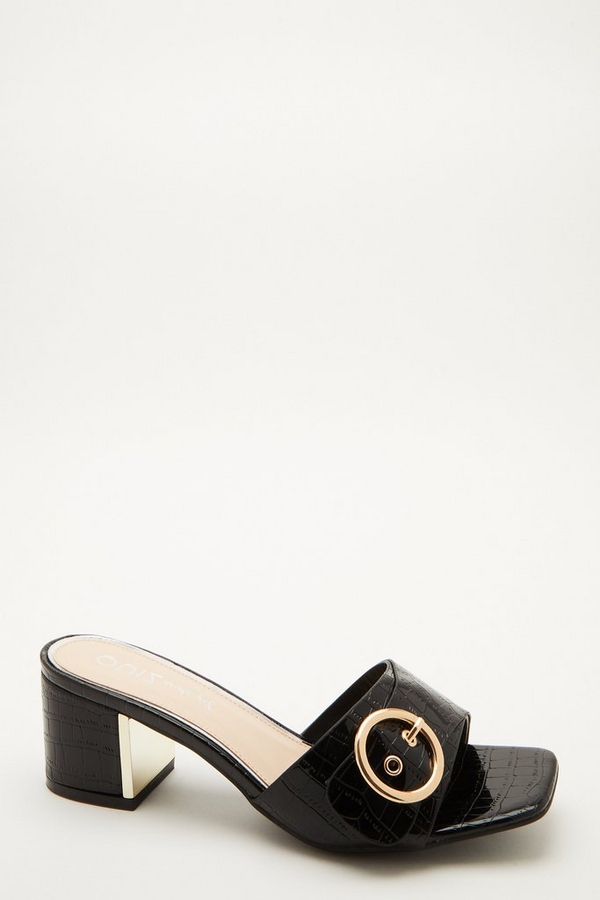 black mule heels wide fit