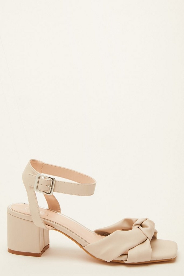 Wide Fit Nude Knot Heeled Sandals