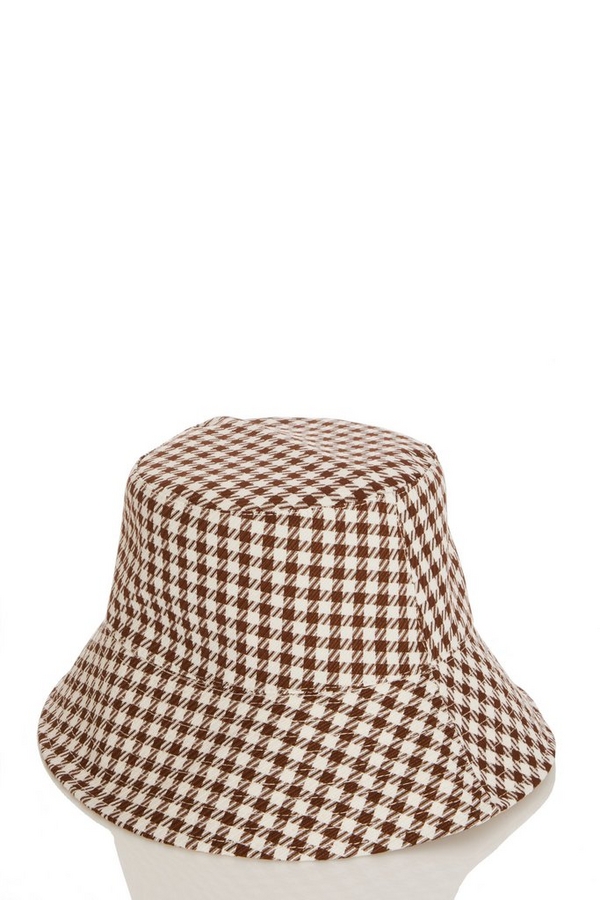 Brown Dog Tooth Bucket Hat