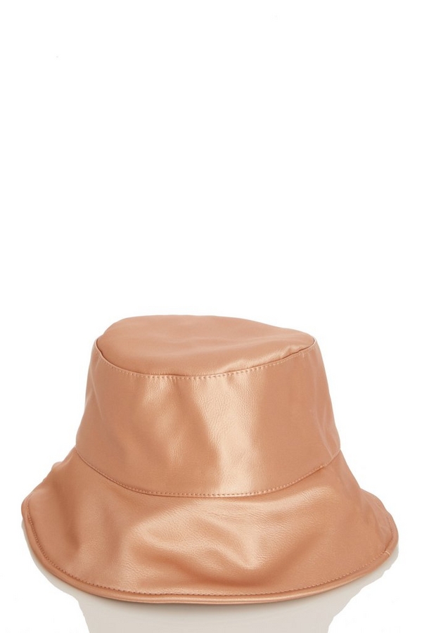 Rose Gold Faux Leather Bucket Hat