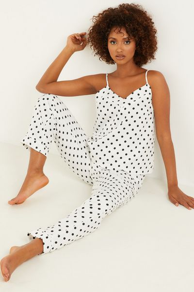 White Polka Dot Cami Pyjama Set
