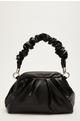 Black Faux Leather Ruched Bag