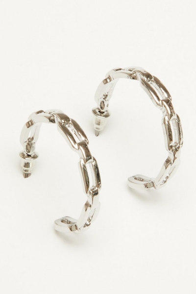 Silver Chain Hoop Earring