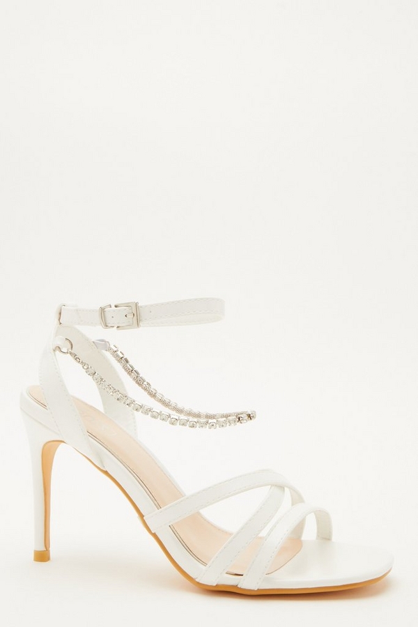 Bridal White Embellished Heeled Sandals