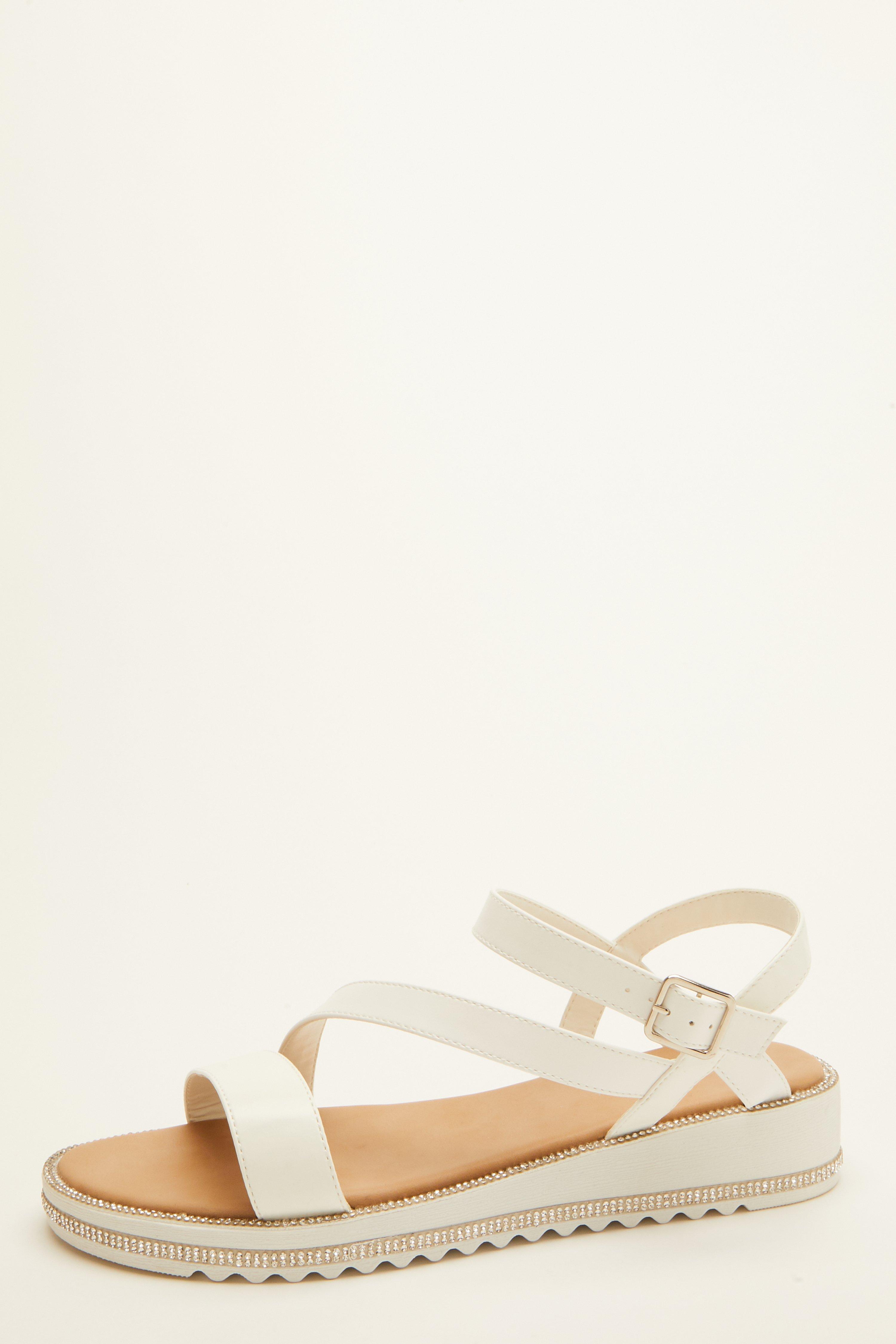 White Faux Leather Flatform Sandals - Quiz Clothing