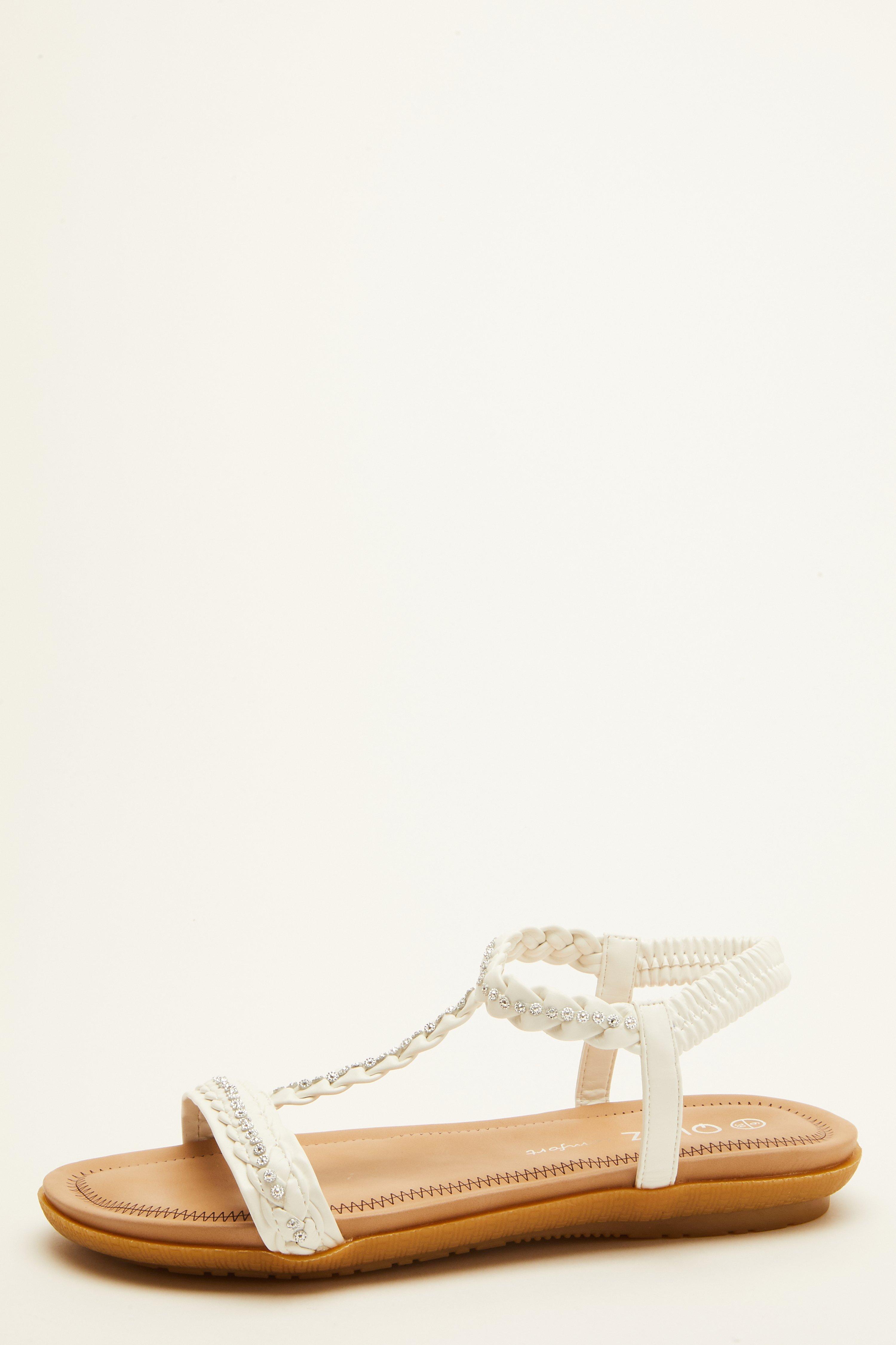 amazon white flat sandals