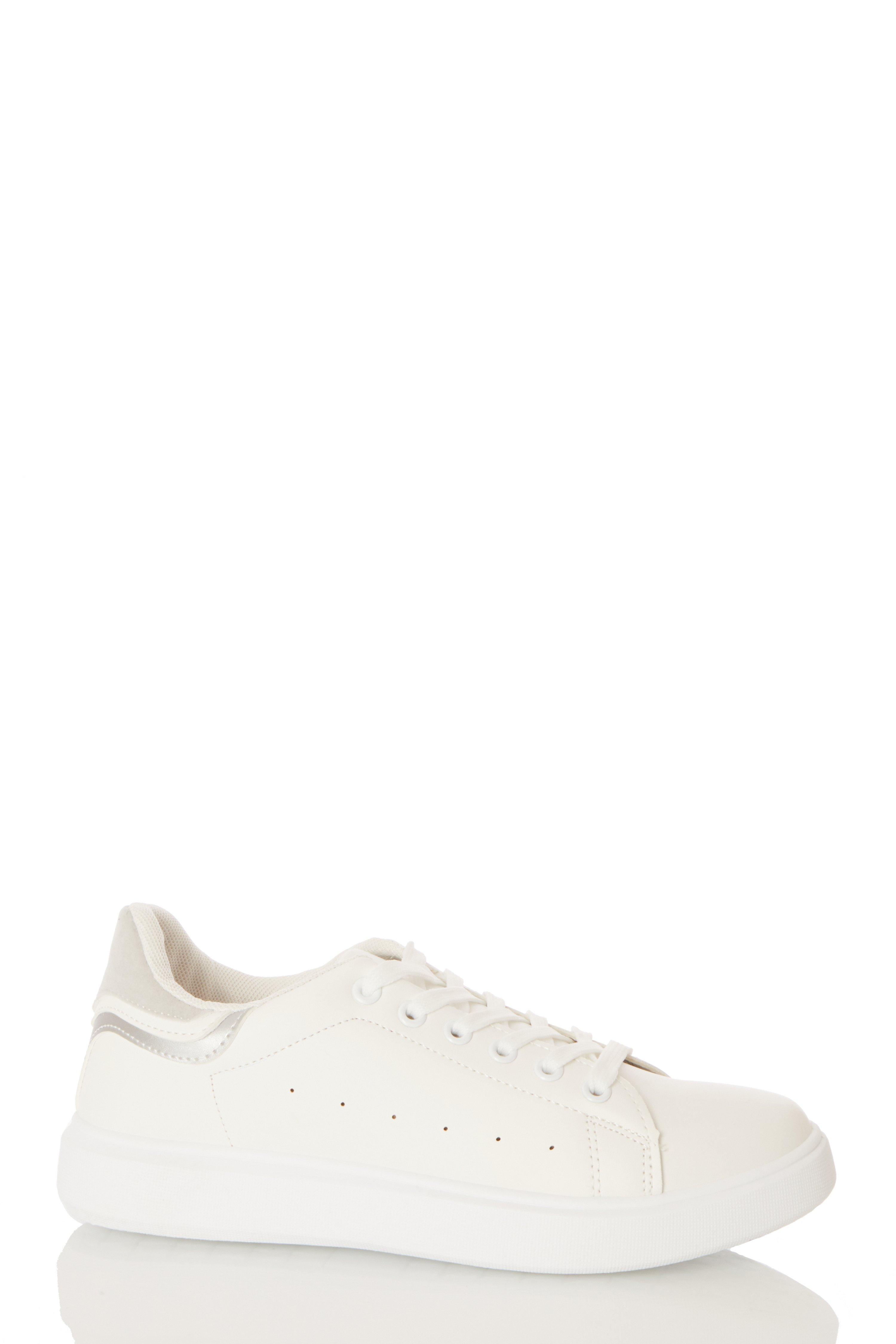 silver lace up trainers