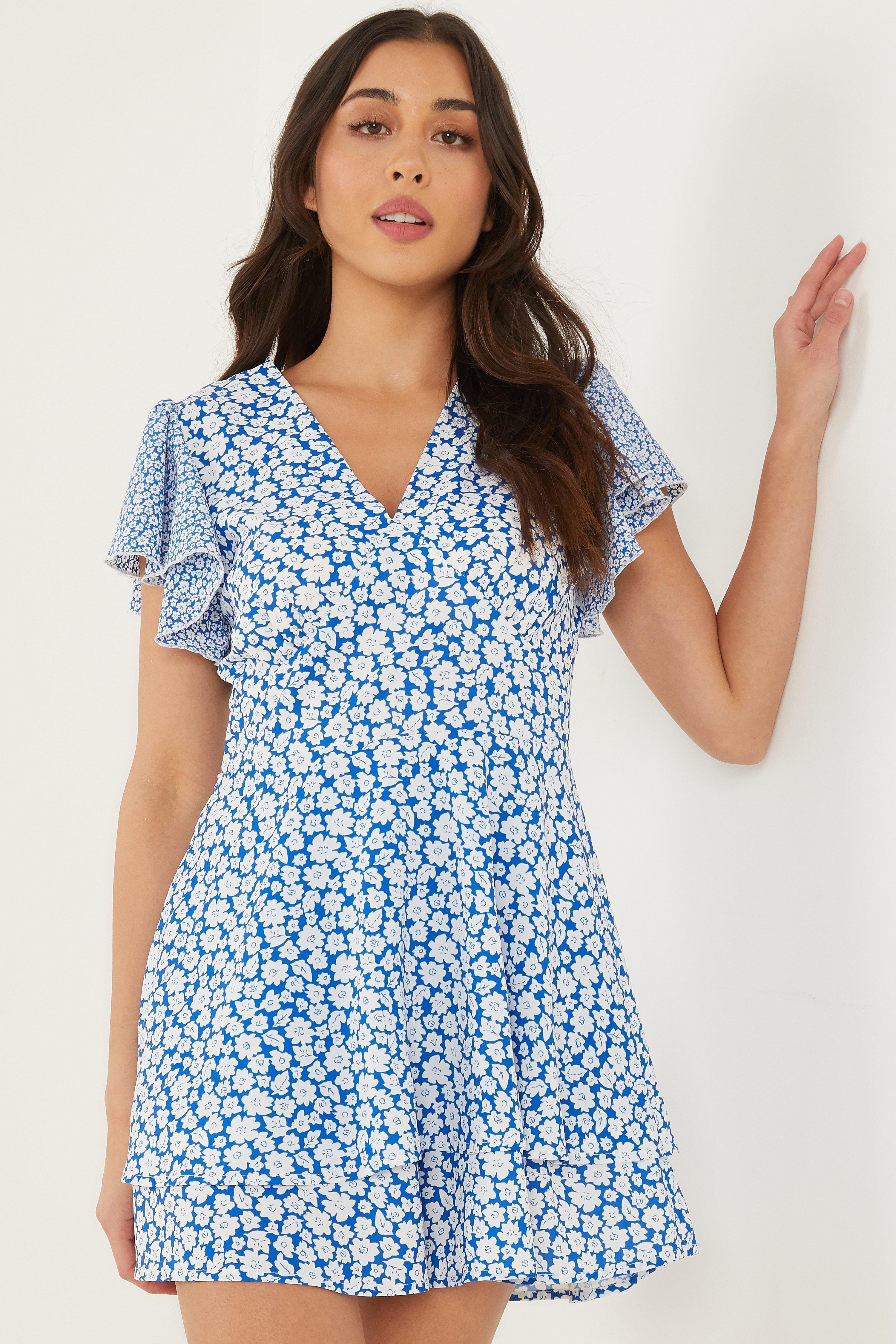 blue patterned playsuit