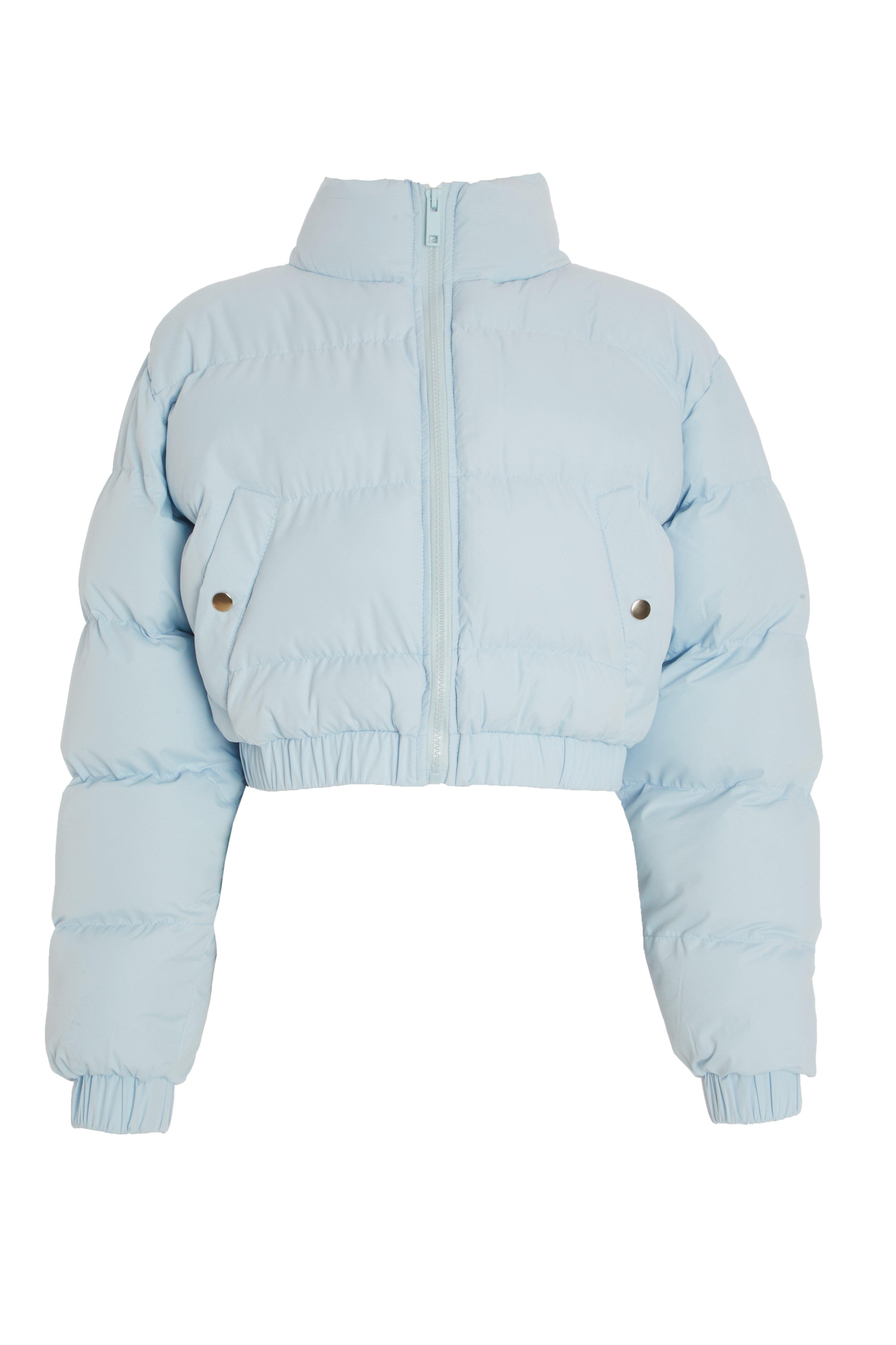 Blue Cropped Puffer Jacket - Quiz Clothing