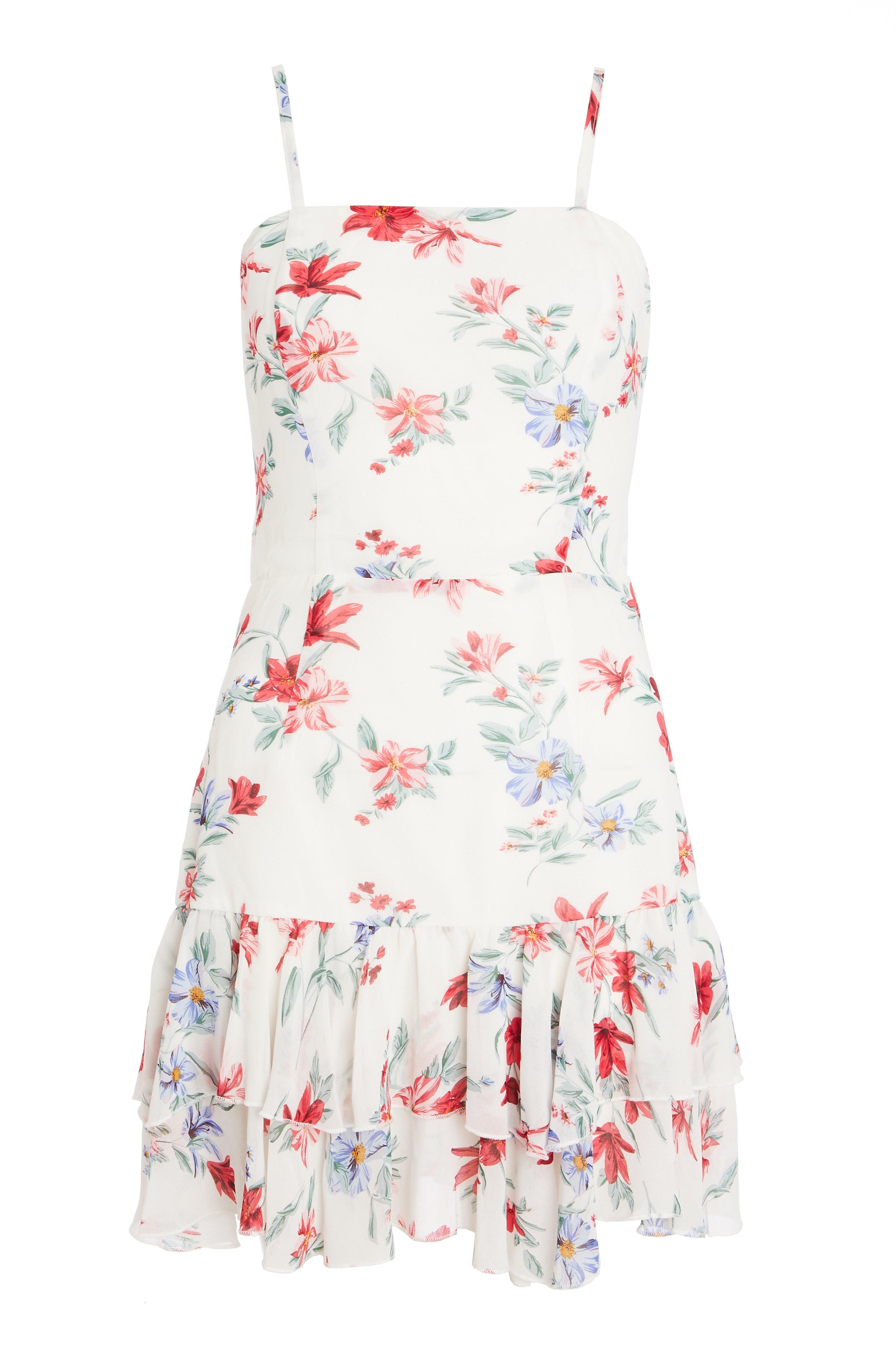 White Chiffon Floral Dress - Quiz Clothing