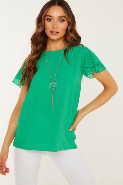 Green Chiffon Necklace Top