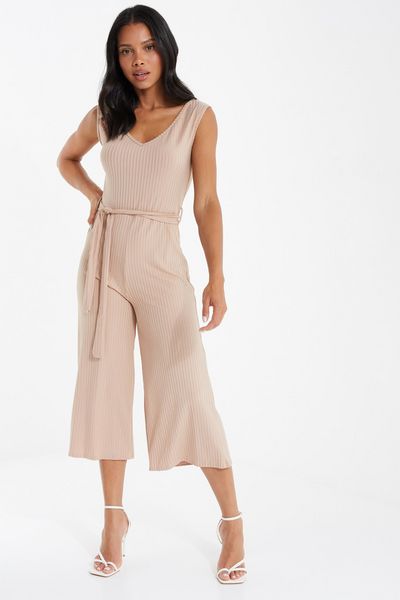 Stone Ribbed Culotte Jumpsuit
