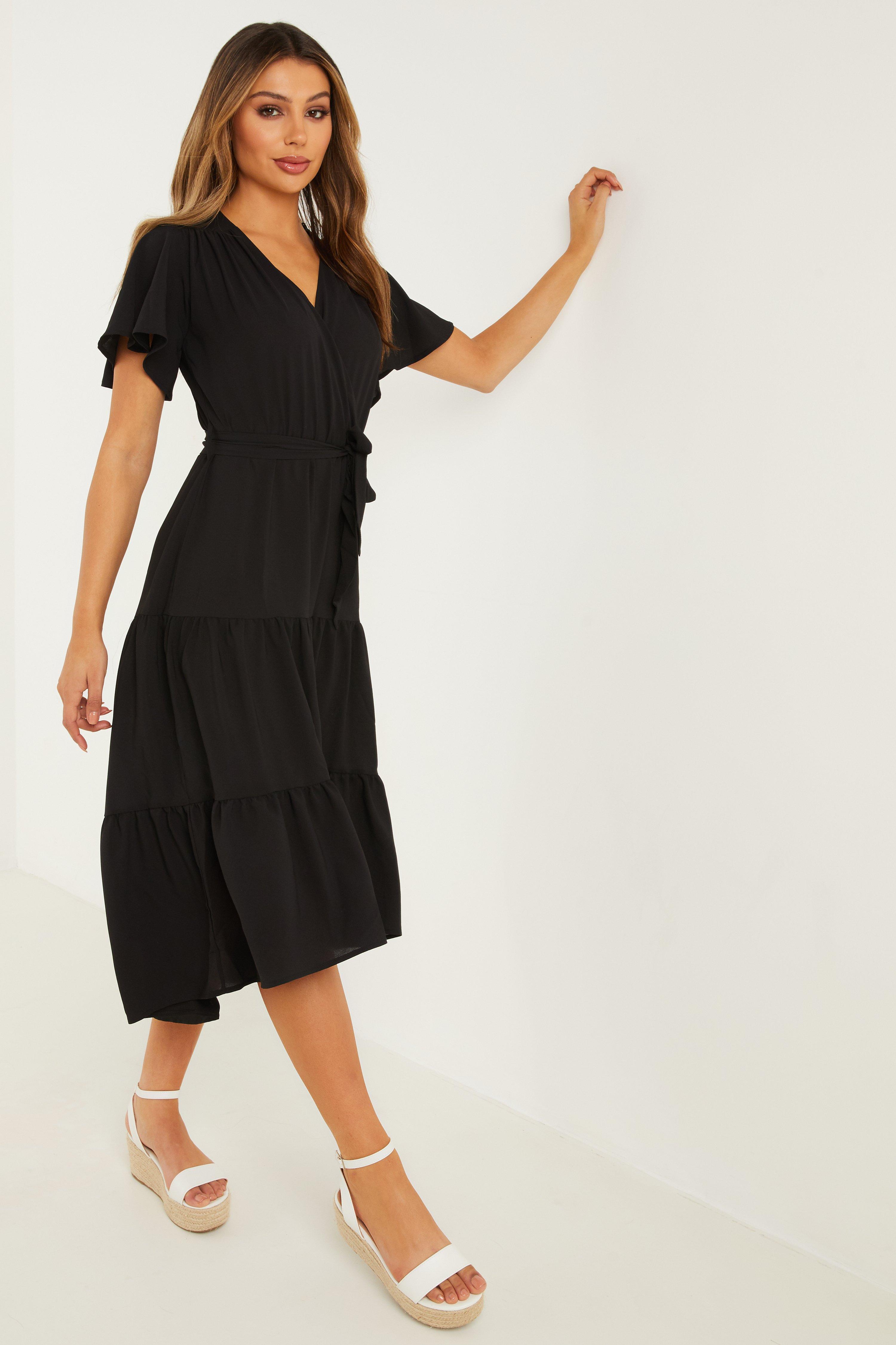 wrap dip hem dress