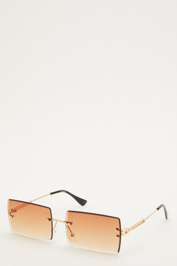 Brown Retro Rectangle Sunglasses