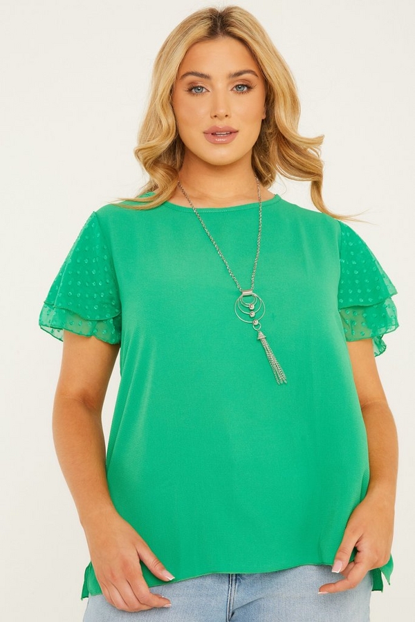 Curve Green Necklace Top Quiz Clothing