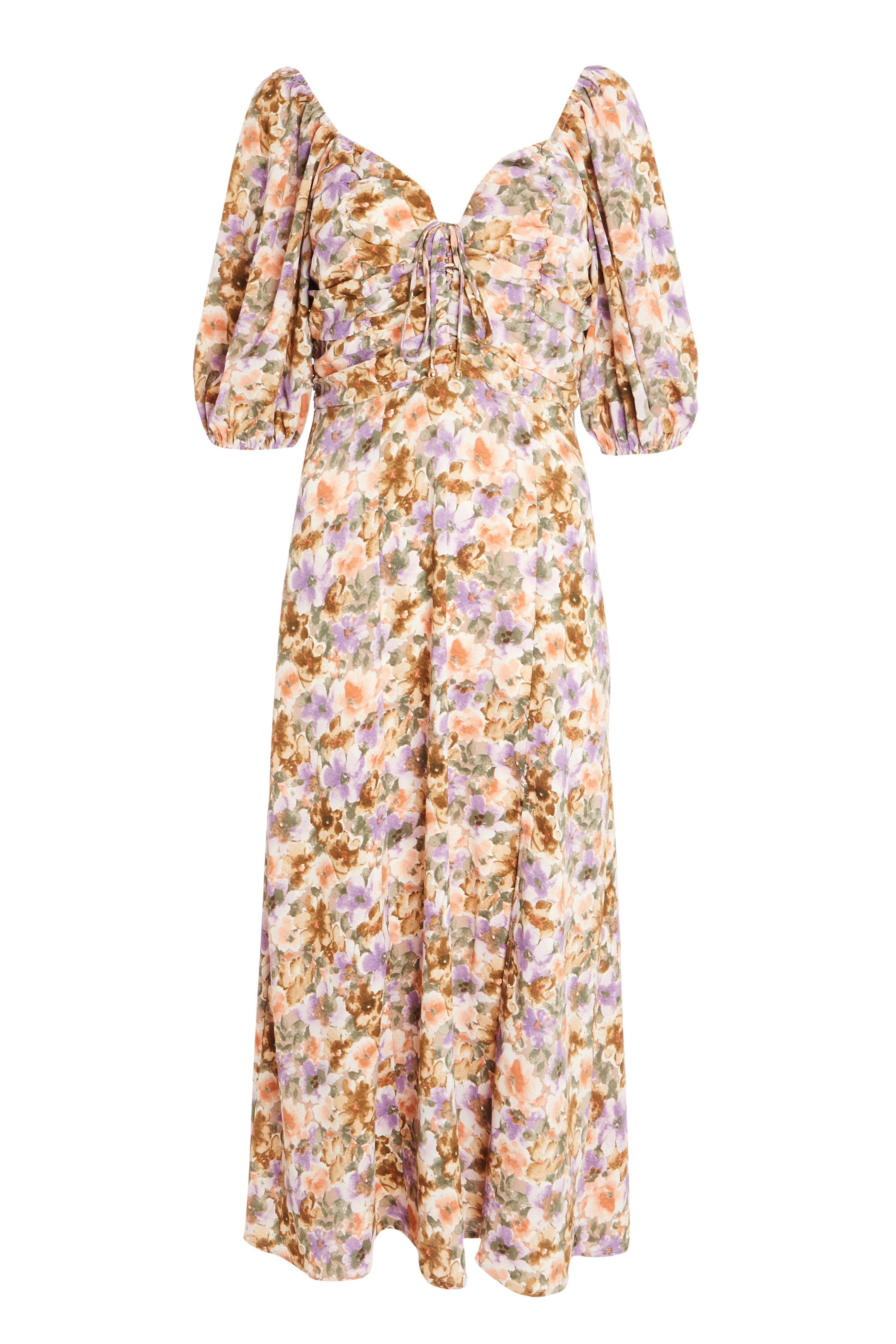 Lilac Floral Midi Dress