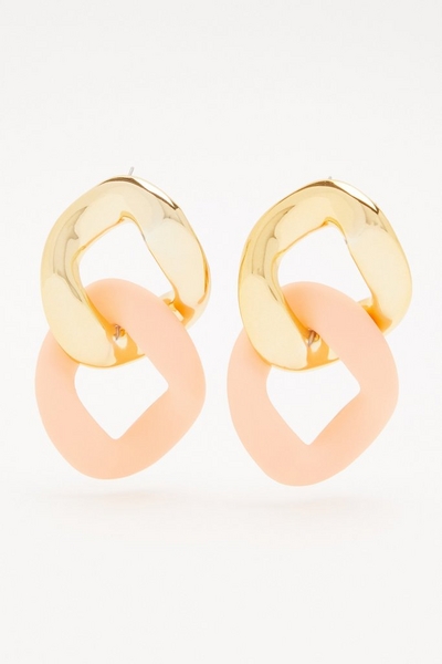 Peach Chain Drop Earrings