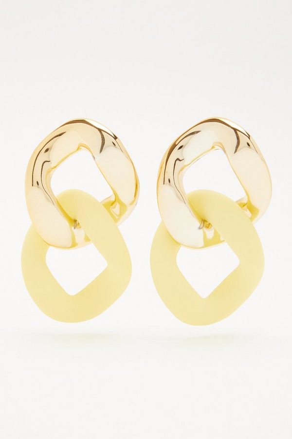 Yellow Chain Drop Earrings