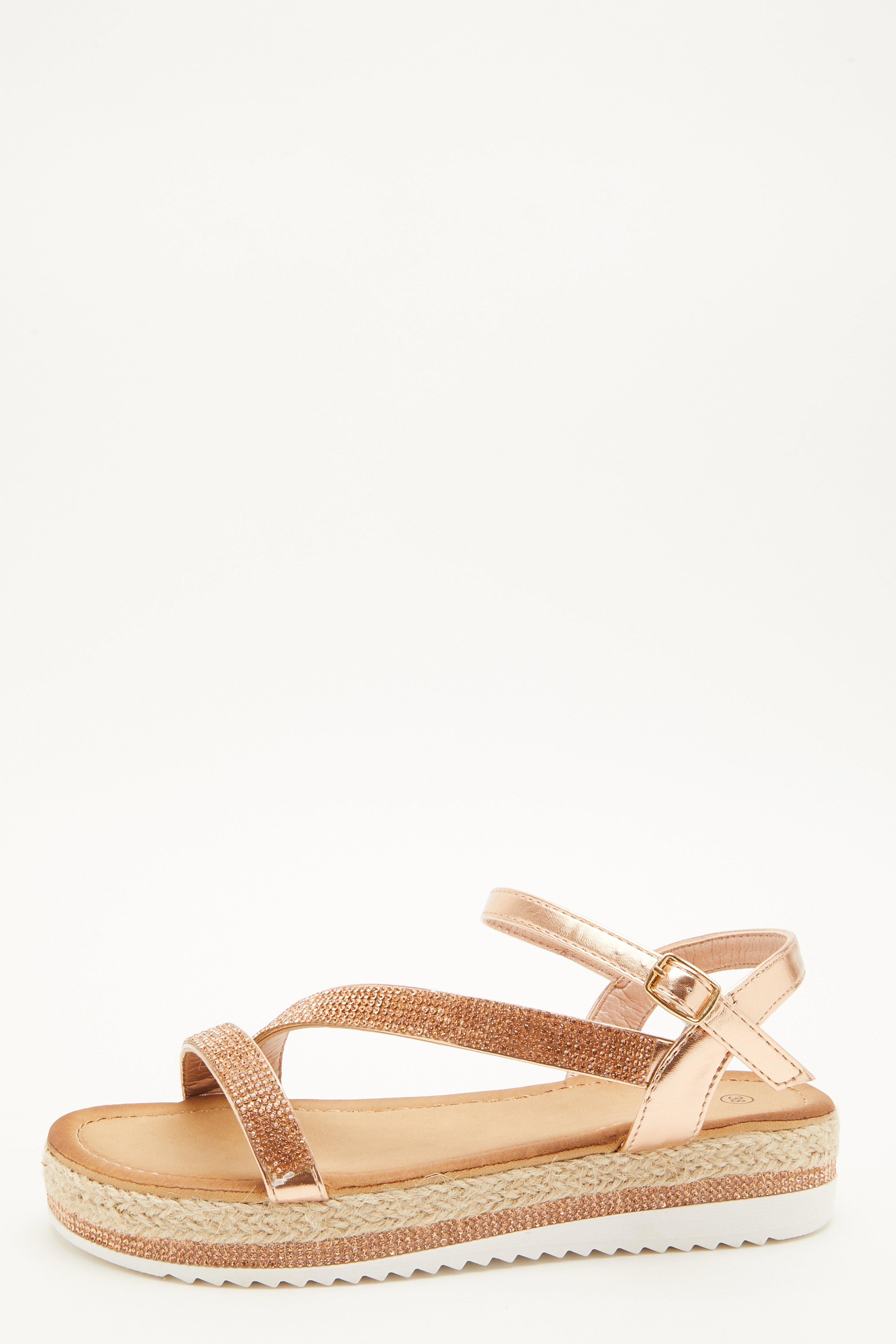 quiz wide fit rose gold sandals
