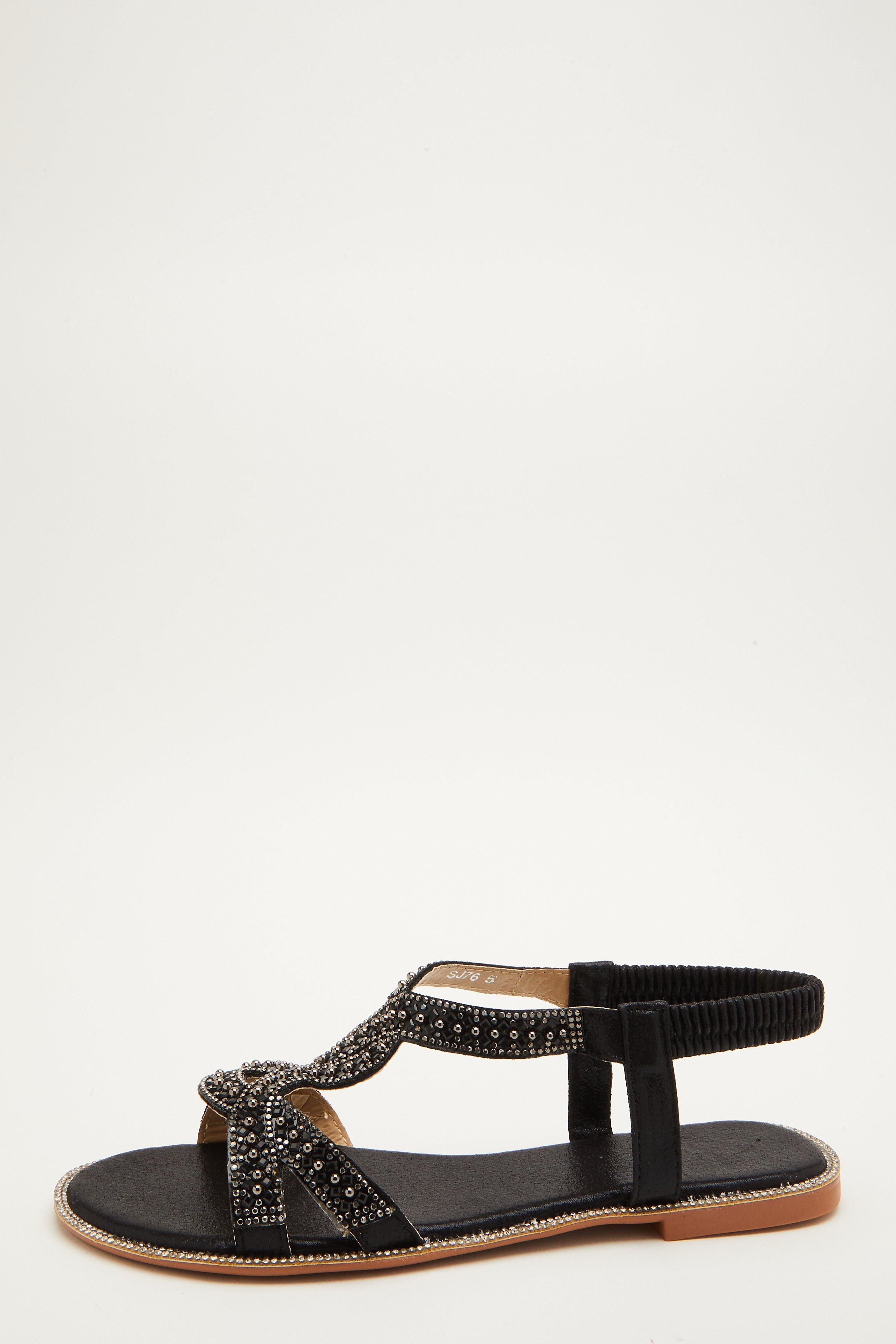 black flat t bar sandals