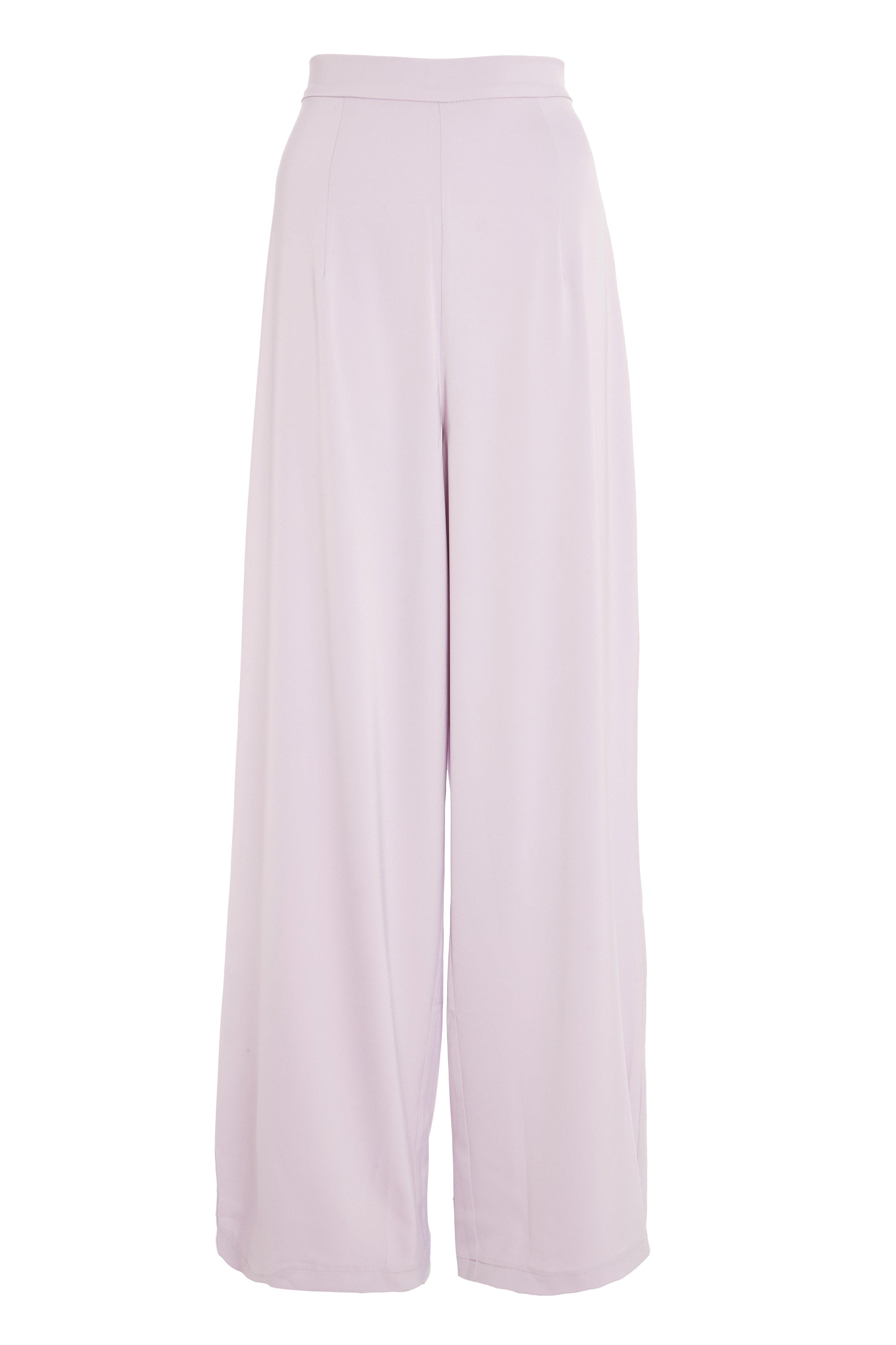 Lilac Satin Palazzo Trousers - Quiz Clothing