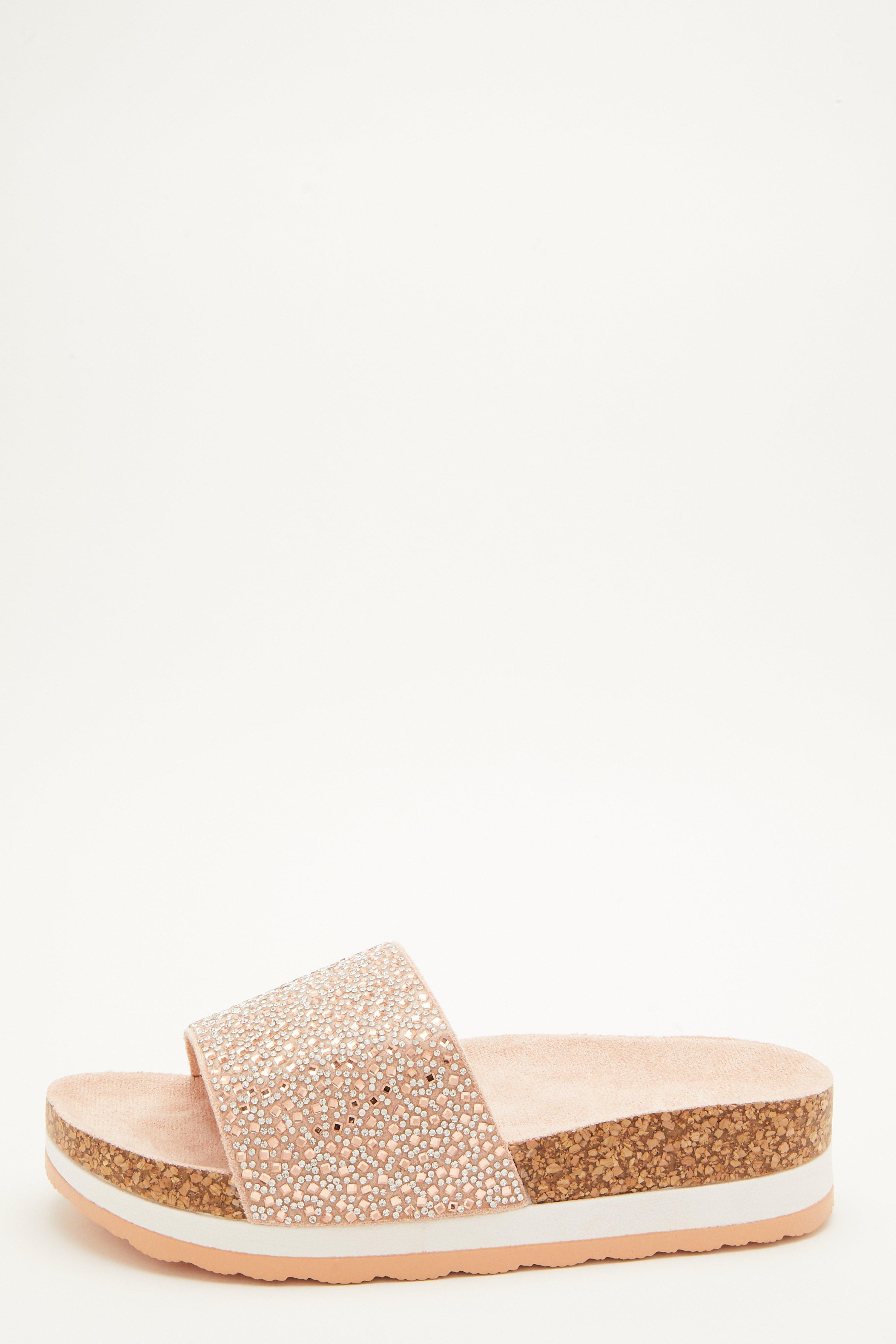 quiz wide fit rose gold sandals