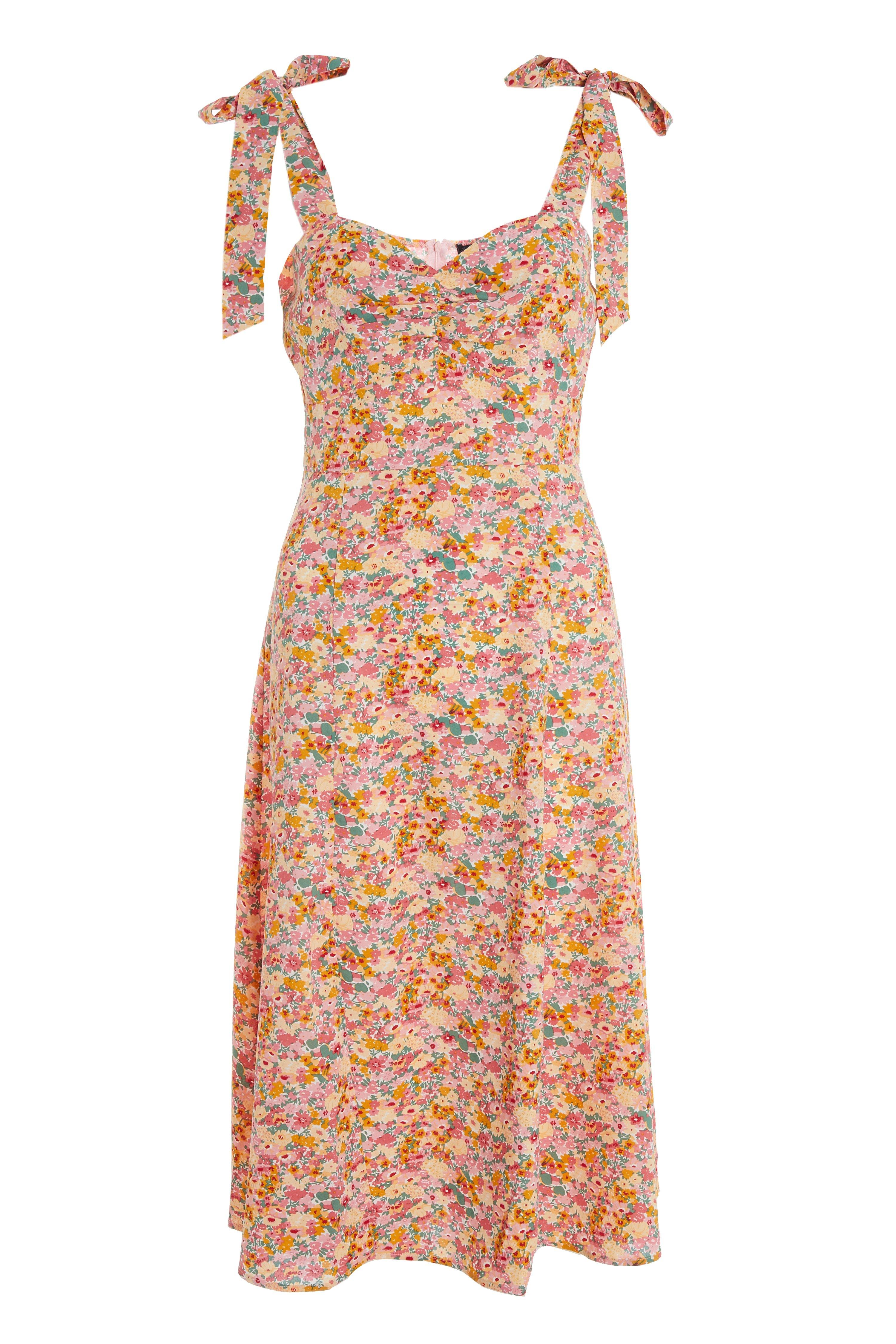 Petite Pink Floral Midi Dress - Quiz Clothing