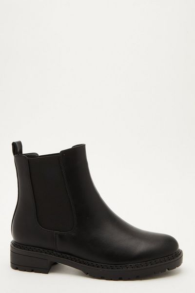 Black Faux Leather Chelsea Boot