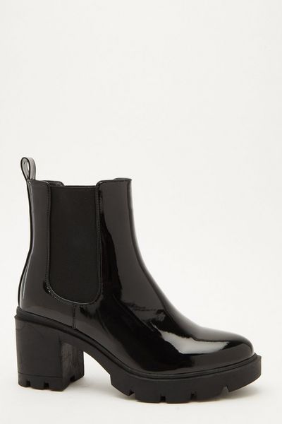 Black Patent Ankle Boots