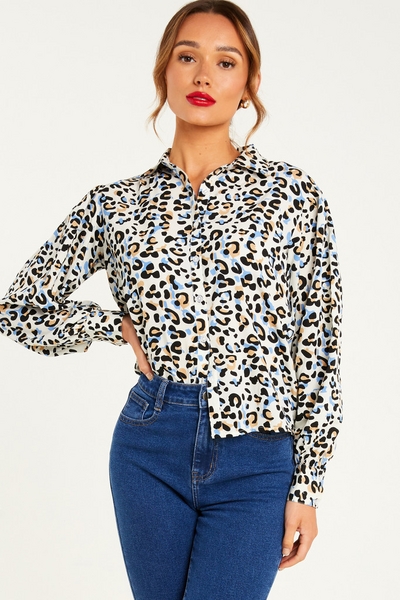 Blue Leopard Print Shirt