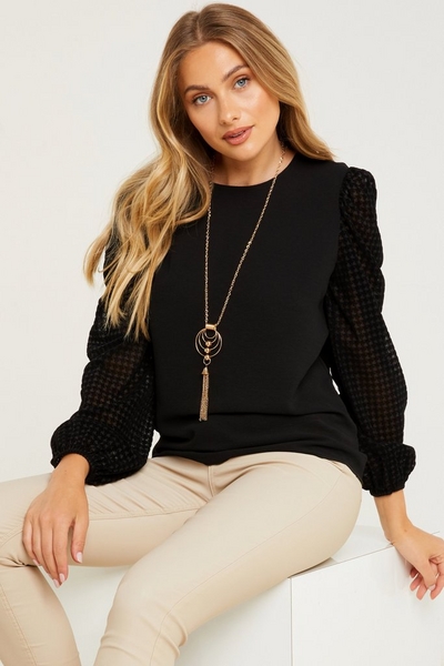 Black Dog Tooth Necklace Top