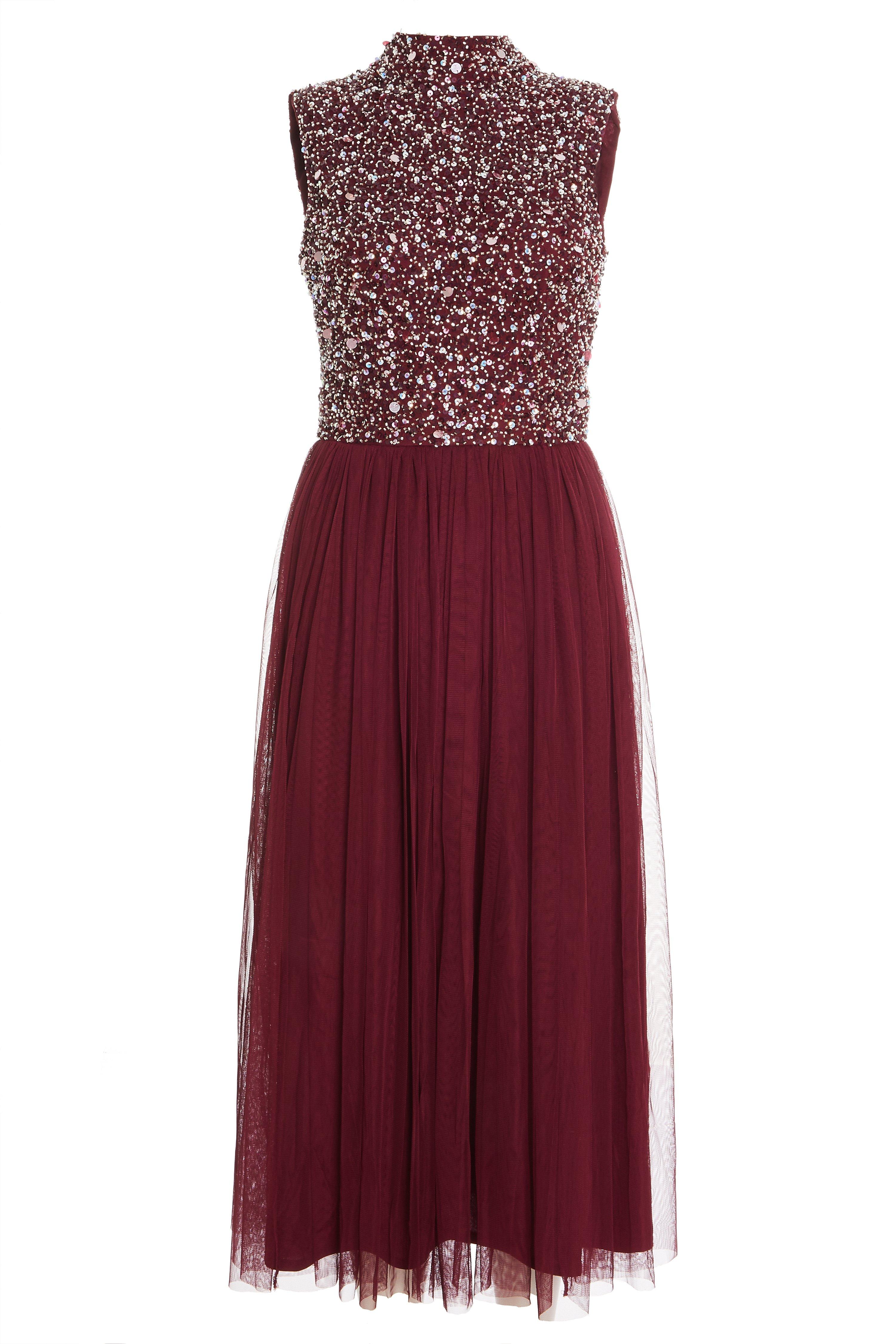 quiz berry sequin bodycon dress