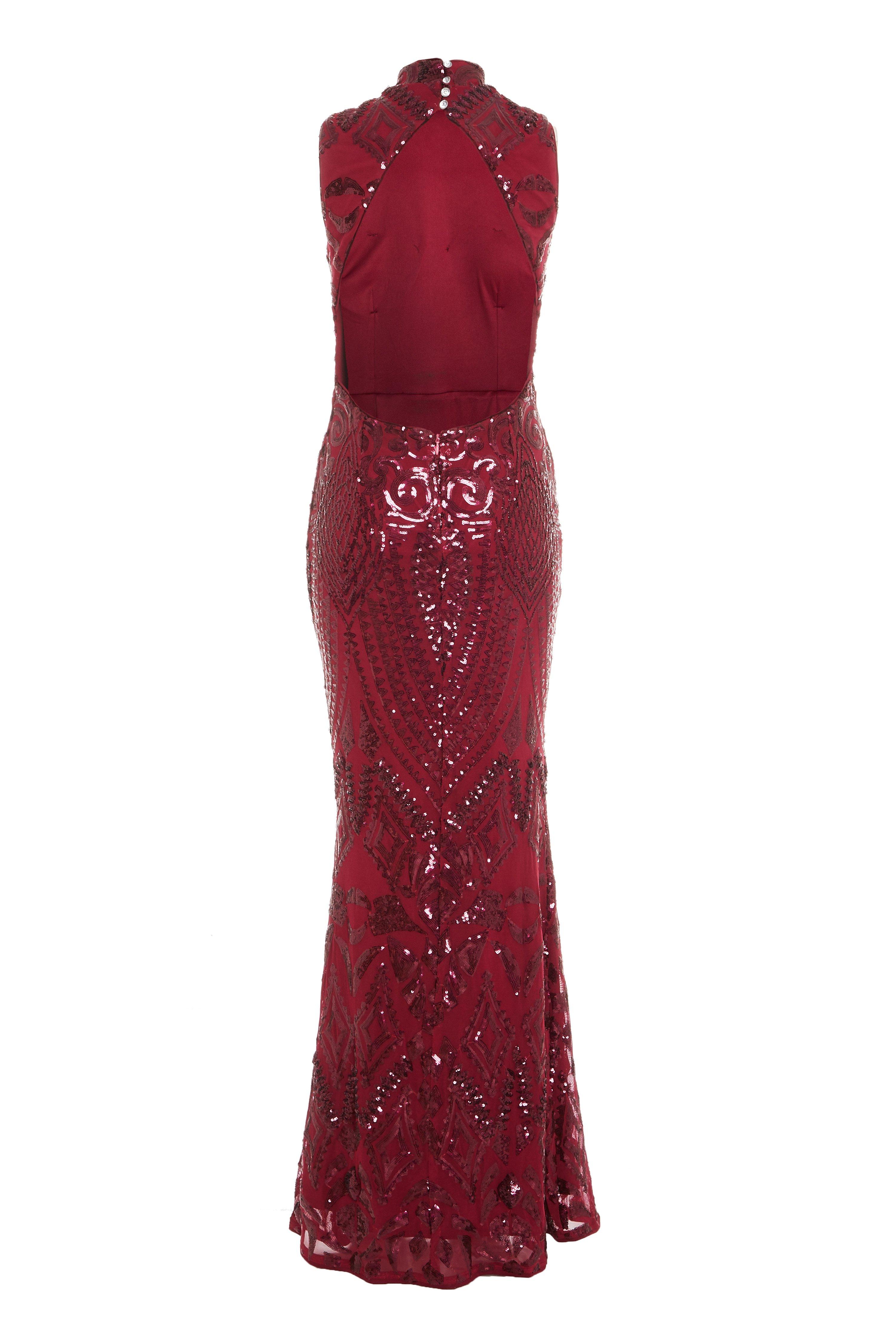 quiz berry sequin bodycon dress