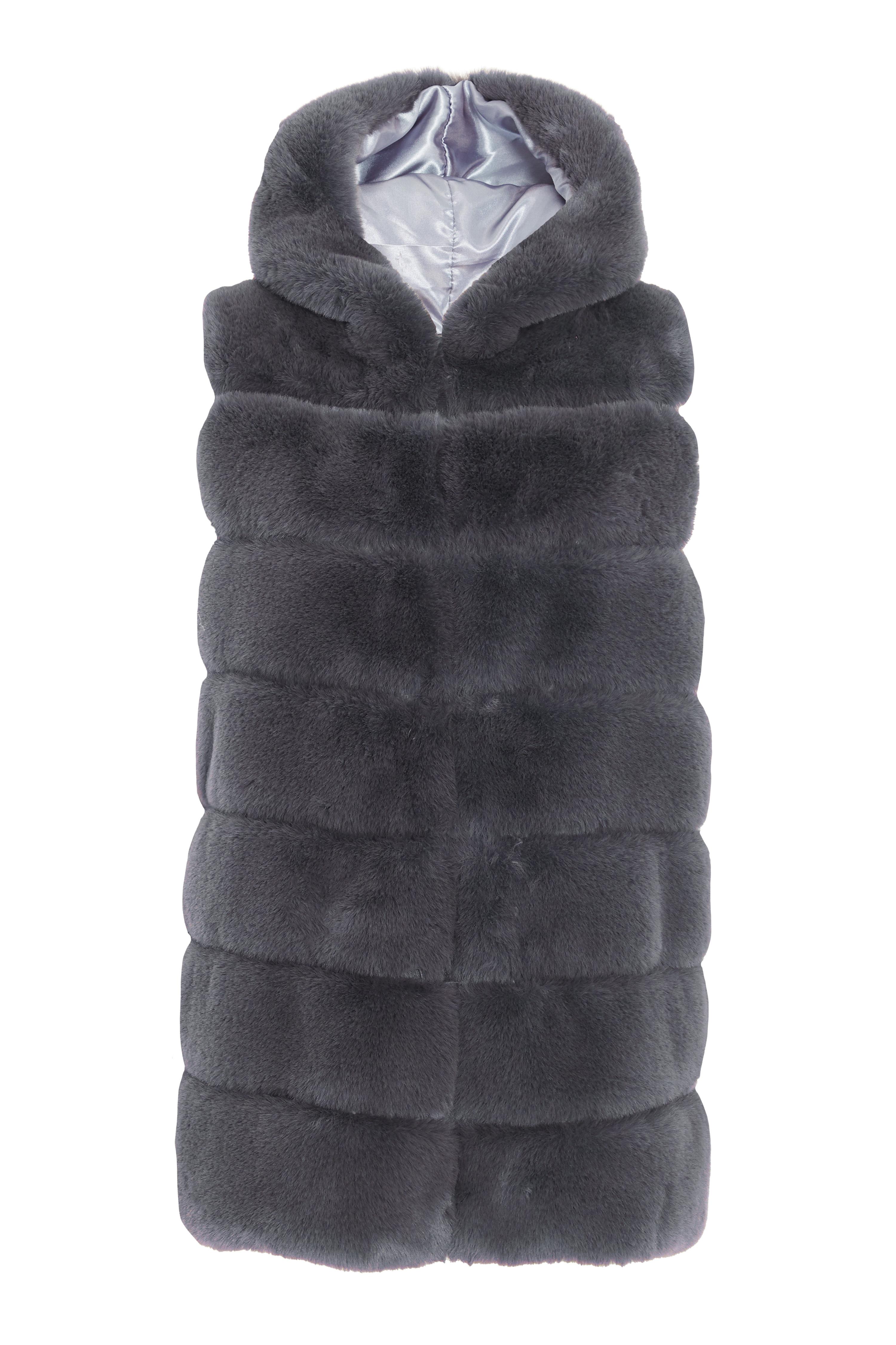 grey fur bubble gilet