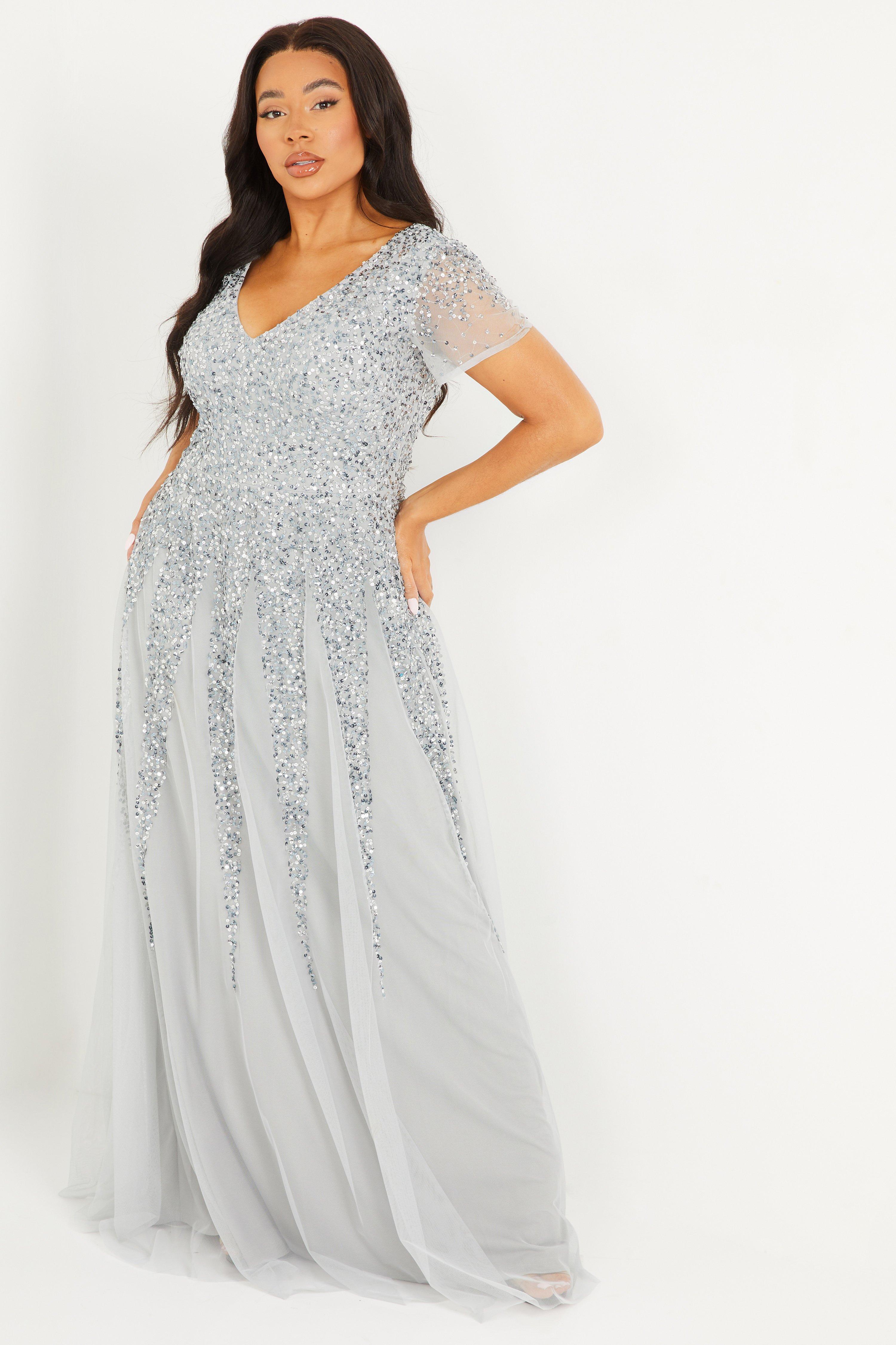 grey sequin long dress