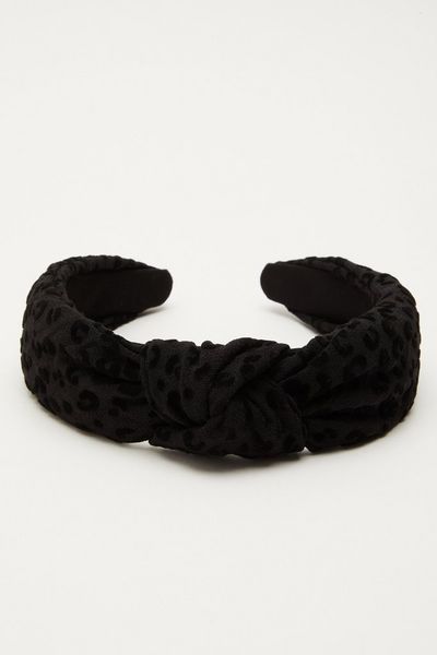 Black Leopard Print Headband