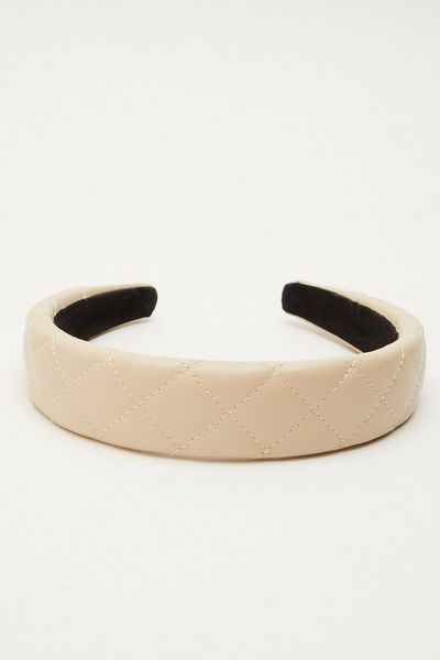Nude Faux Leather Quilted Headband
