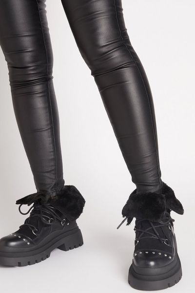 Black Lace Up Chunky Boot
