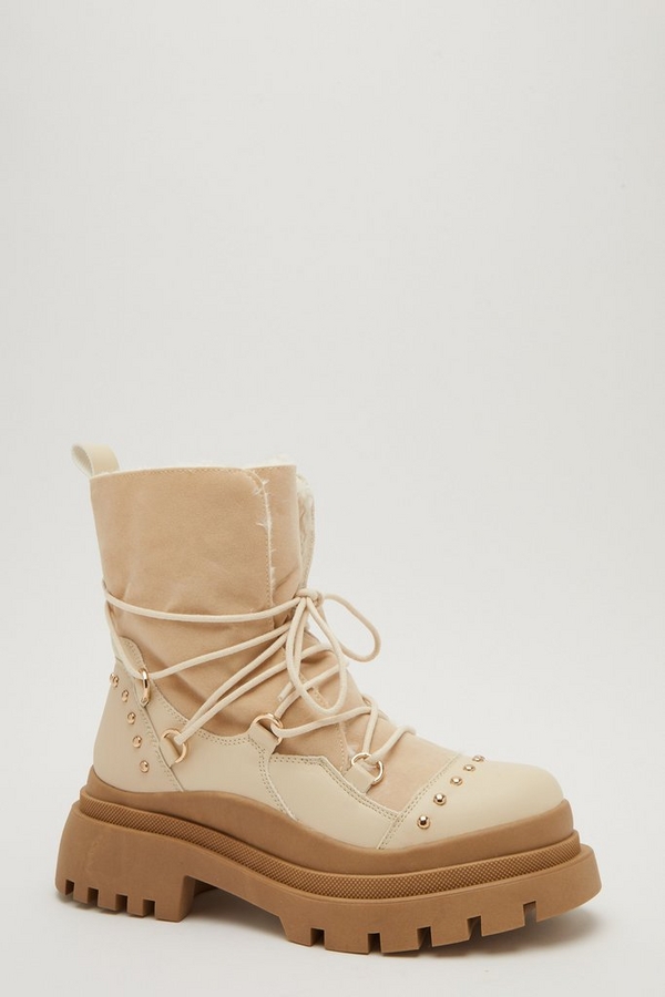 Stone Lace Up Chunky Boot