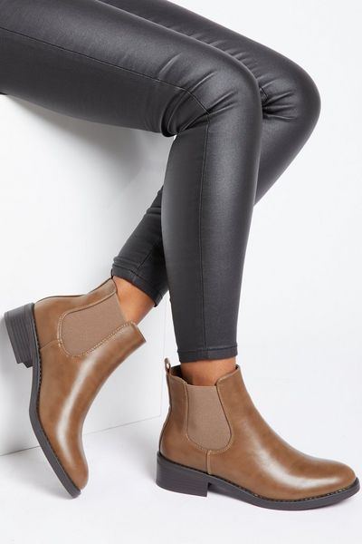 Tan Faux Leather Chelsea Boot