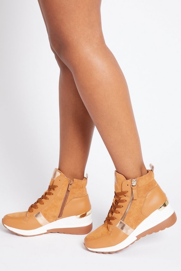 Camel High Top Trainers