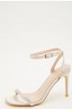 Champagne Satin Barely There Heeled Sandals