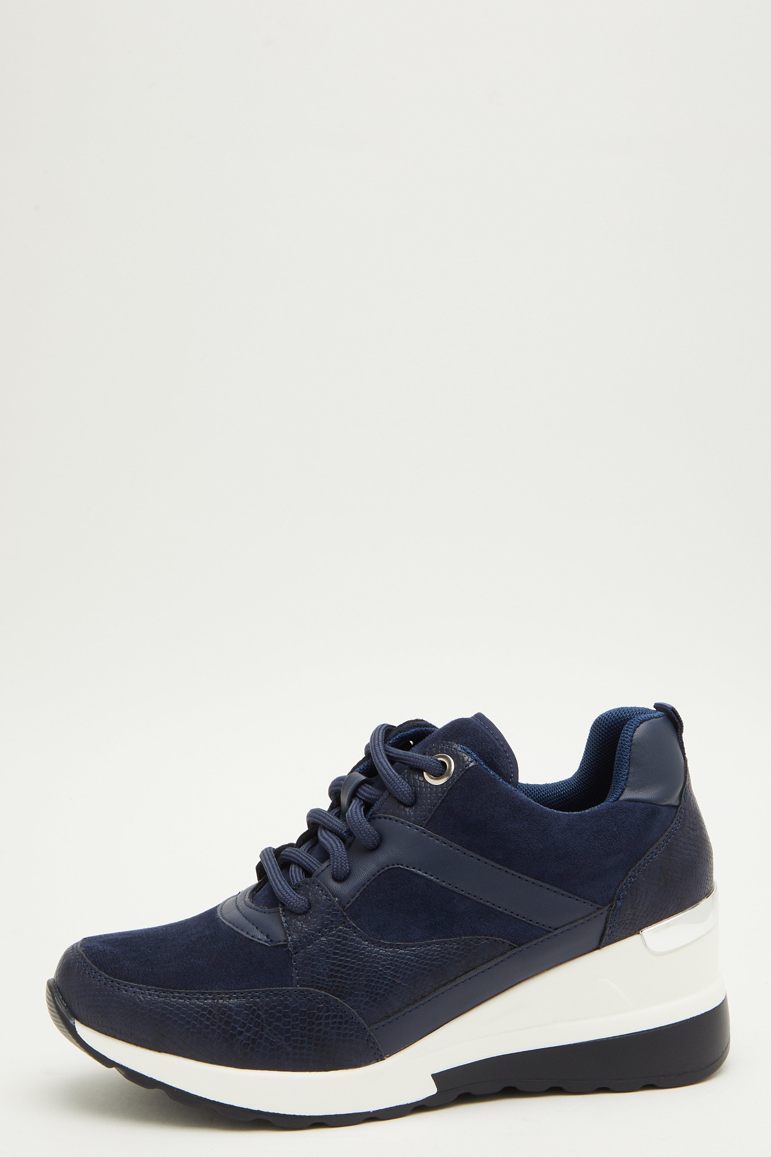 Navy Low Wedge Trainer - Quiz Clothing