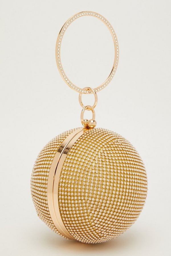 Gold Diamante Sphere Bag
