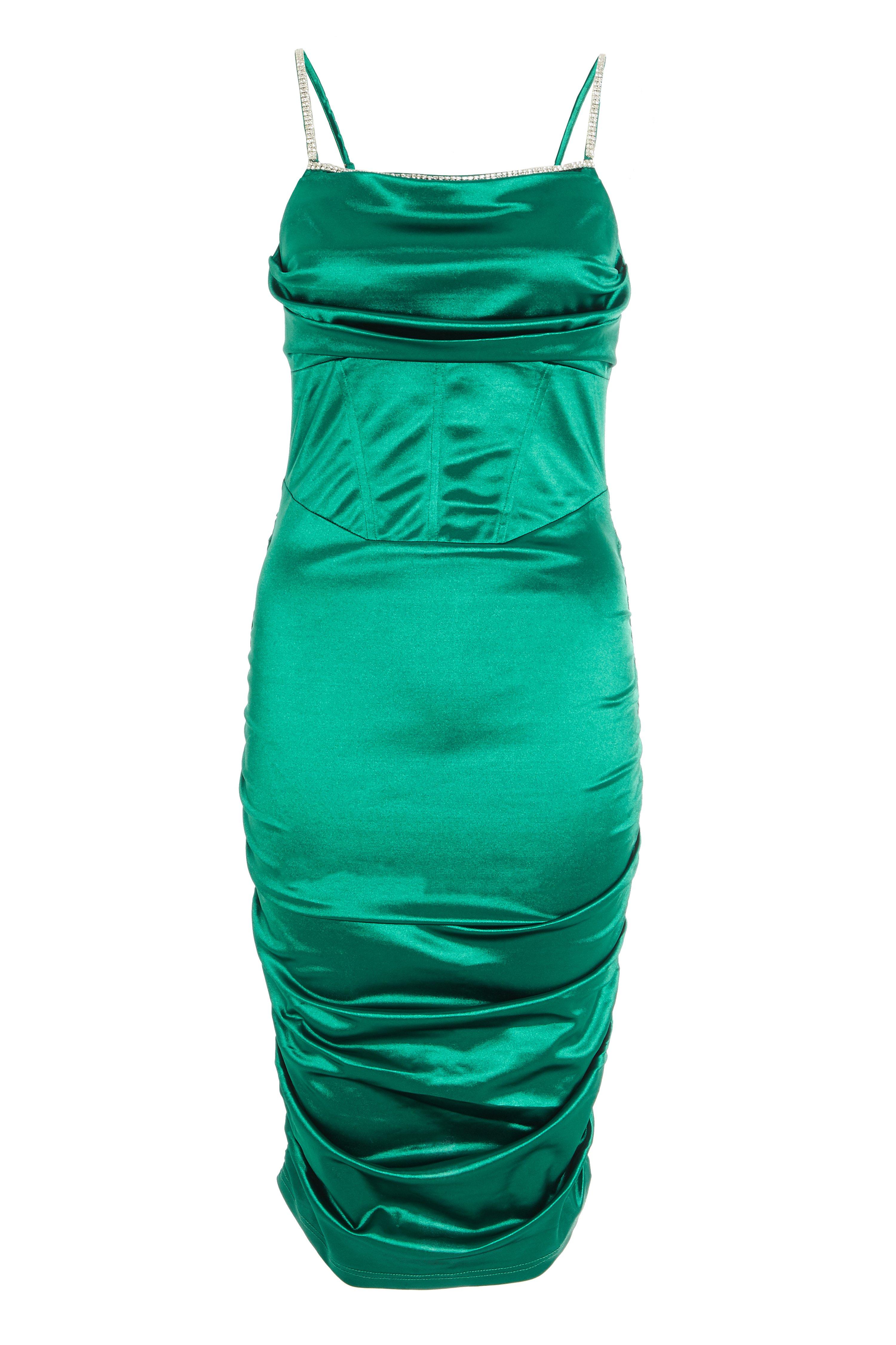 green satin dress quiz