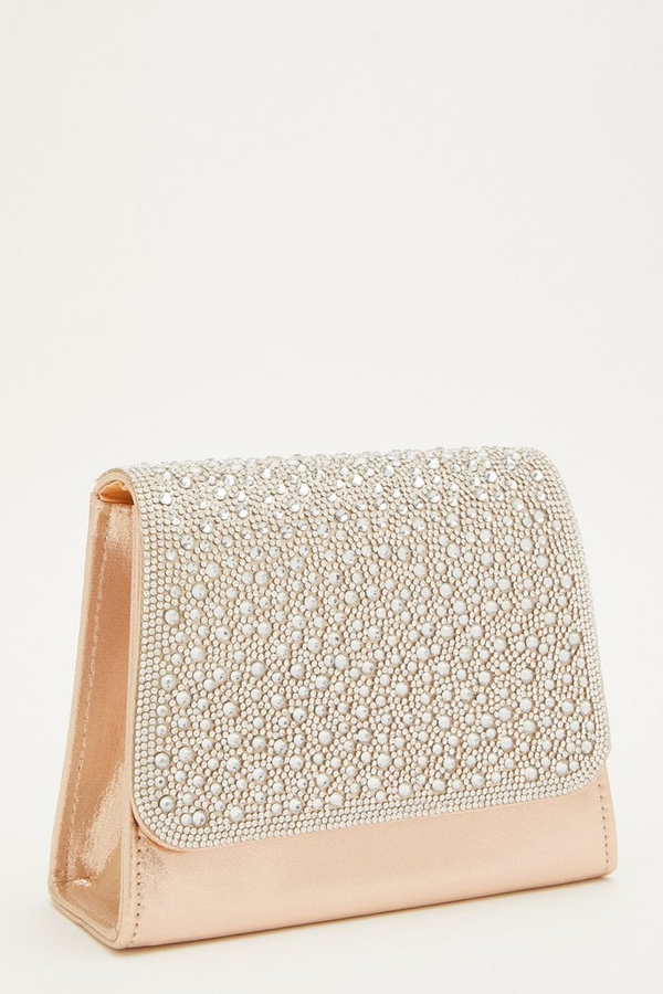 Gold Shimmer Diamante Front Bag