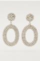 Silver Diamante Oval Earrings