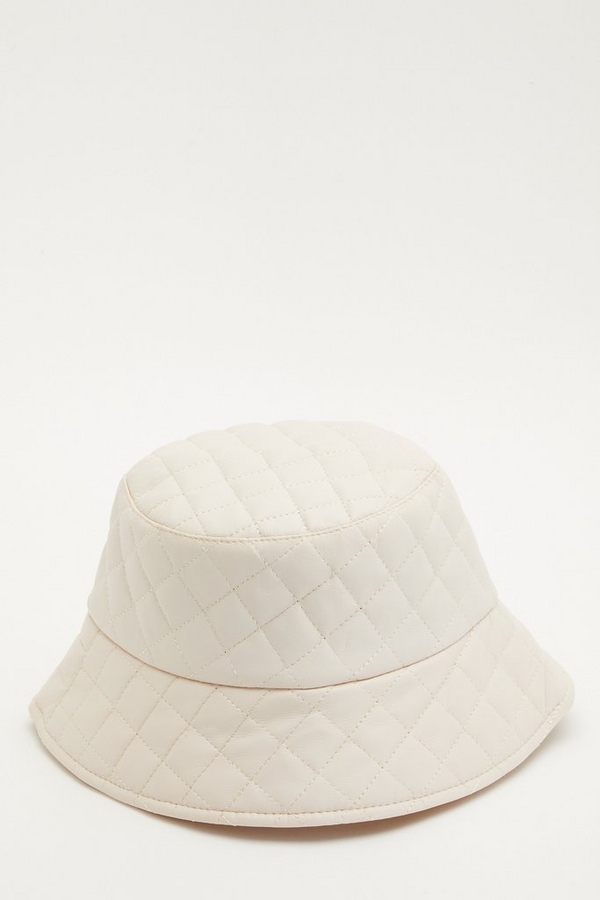 Cream Quilted Bucket Hat